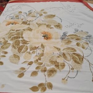 Douvani Della Forte Floral Print Scarf with Beige and Green Accents